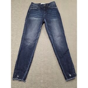 KanCan Jeans Women Dark High Rise Skinny Distressed‎ Frayed Hem KC8558D Size 5